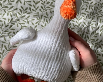 Ready to Ship – Handmade Plush Knitted Goose Toy | Soft Nursery Decor Gift