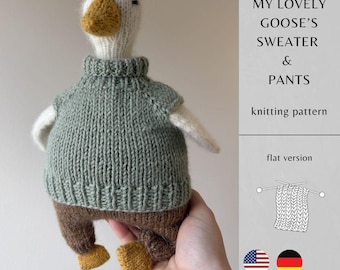 Trui en broek van My Lovely Goose BREIpatroon PLATTE versie | Handgemaakt amigurumispeelgoed | Breispeelgoed direct downloaden | Pdf-patroon