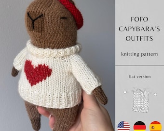 Fofo Capybara’s Outfits KNITTING Pattern FLAT Version | Handmade Amigurumi Toy | Knitting Toys Instant Download | PDF Pattern