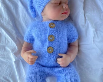Gebreide angora newborn romper: handgemaakte fotografie prop
