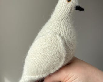 Ready to Ship – Handmade Knitted Pigeon Soft Toy Bird | Plush Bird Nursery Decor | Alpaca Wool Gift
