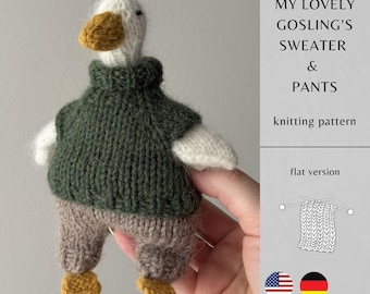 My Lovely Gosling's Sweater & Pants KNITTING Pattern FLAT Version | Handmade Amigurumi Toy | Knitting Toys Instant Download | PDF Pattern