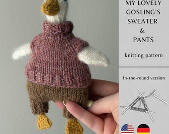 My Lovely Gosling's Sweater & Pants KNITTING Pattern ROUND Version | Handmade Amigurumi Toy | Knitting Toys Instant Download | PDF Pattern