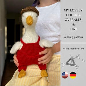 Patrón de tejido de overol y gorro de mi adorable ganso / Juguete amigurumi hecho a mano / Juguetes de tejido Descarga instantánea / Patrón PDF