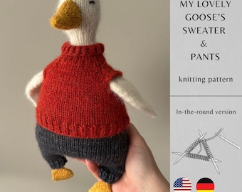My Lovely Goose's Sweater & Pants KNITTING Pattern ROUND Version | Handmade Amigurumi Toy | Knitting Toys Instant Download | PDF Pattern