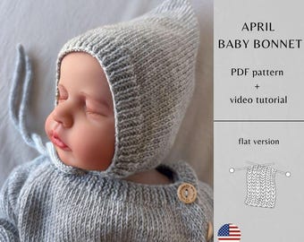 Breipatroon babymutsje pdf | Babymutsje april | Gebreide babymutsje 0–2 jaar | I-koord stropdassen | Eenvoudig babybreipatroon
