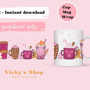 Pink Christmas Mug Sublimation PNG-11 oz mug, cup, wrap