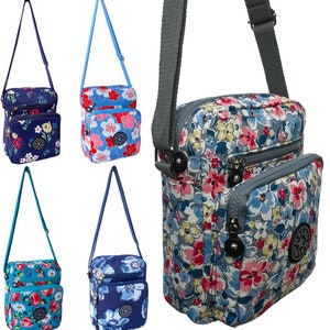 Womens Three Section Lightweight Small Travel Nylon Crossbody Flower Bag - Holidays, Everyday, Travel Use