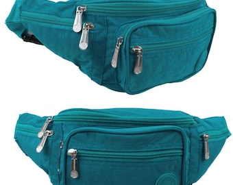 Nylon Lightweight Bumbag - 6 Zip Sections - Water Resistant