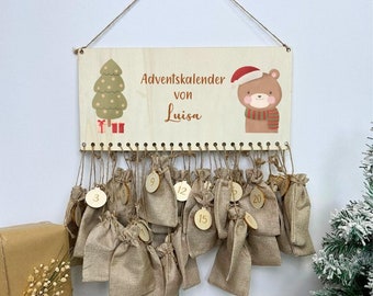 Adventskalender zum Befüllen Holz Adventskalender Kinder Aventskalender personalisiert Weihnachten Kinder Weihnachtstiere