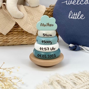 Baby gift for birth, personalized stacking tower, personalized baby gifts