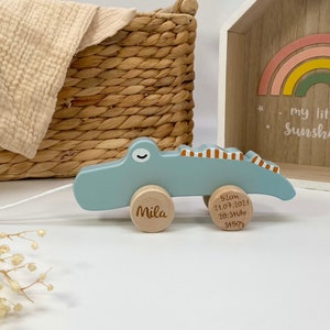 Pull-along animal crocodile, gift for birth, baby gift for birth, pull-along toy, personalized baby gifts