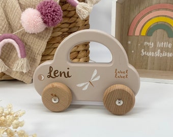 Holz-Spielzeug Auto mit Namen, Babygeschenk zur Geburt - Geschenk für Babys - Geburtstagsgeschenk Junge personalisiert