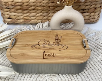 Lunch box personnalisée, loutre, lunch box maternelle, lunch box inox, lunch box personnalisée, lunch box avec prénom