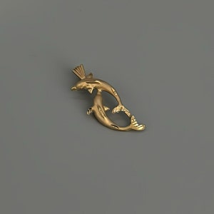 Dolphin jewelry pendant in 585 gold diamond-cut/ Vintage chain pendant in 14 carat yellow gold