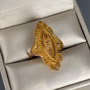 875 Gold Vintage Ring for Women | 21K Real Gold | Oriental Design Women's Jewelry | Unique Gift