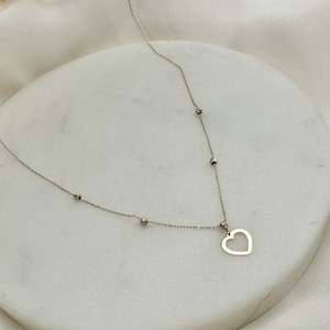 Necklace in 585 yellow gold / necklace with heart pendant in 14 carat gold with zirconia