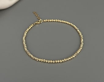 Ball bracelet in 585 gold / Dorika in 14 carat yellow gold bracelet diamond-coated Ø 3 mm