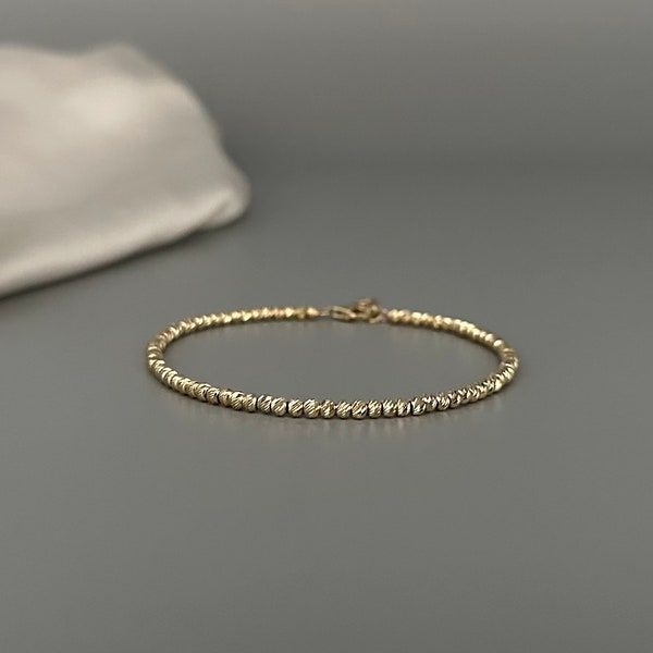 Kugel Armband in 585 Gold / Dorika in 14 Karat Gelbgold Armband Diamantiert  Ø 2 mm