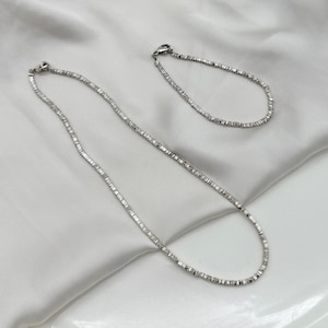 925 silver necklace and bracelet square plates / vintage 925 silver set / women's necklace and bracelet in 925 silver