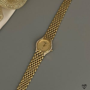 Gold watch Croisier Vintage ladies watch in 585 gold with diamonds/ 14 carat gold watch with diamonds/ real gold