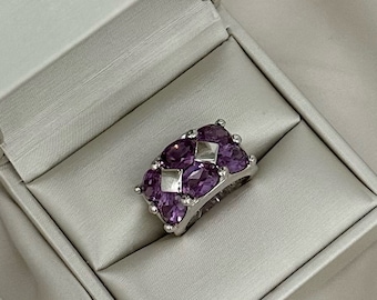 Vintage amethyst ring in 925 silver/ring in 925 silver with amethyst