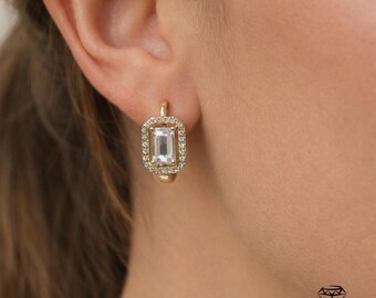 Ohrhänger in 585 Gelbgold mit Zirkonia / 14 Karat Gelbgold Ohrringe mit Zirkonia