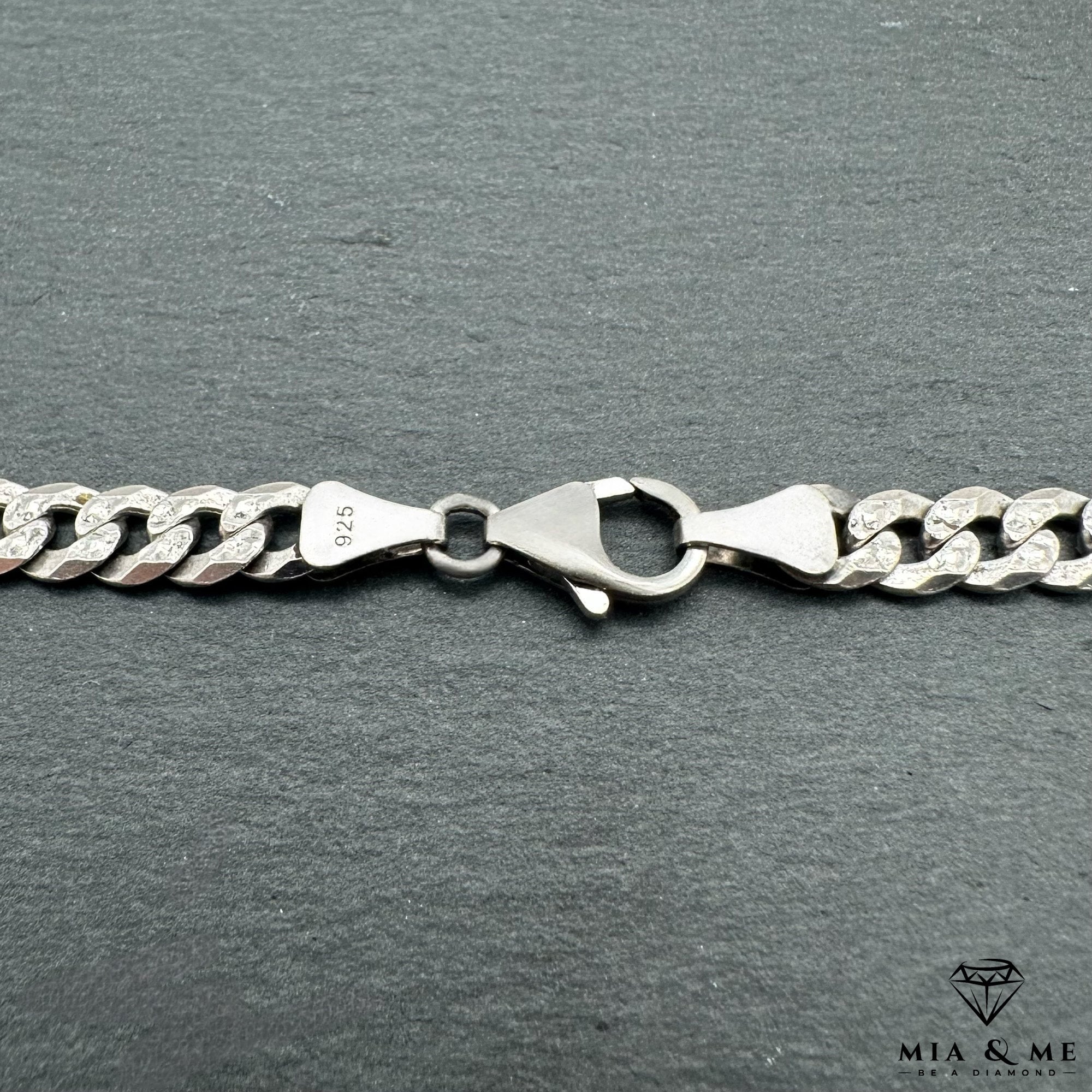 Silver Chain Curb Chain 925 Sterling Silver Diamonds