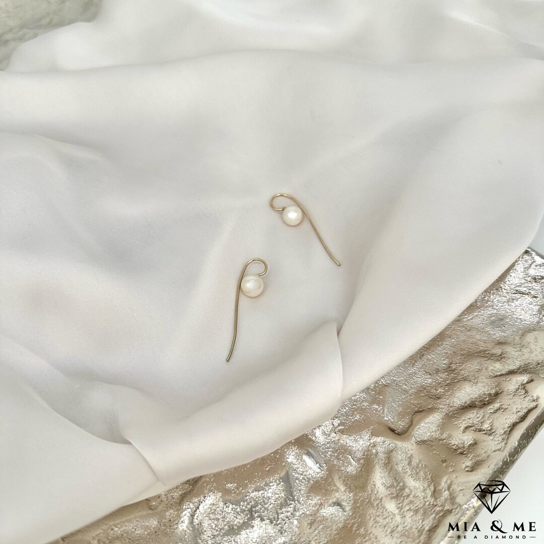 Boucles D'oreilles Pendantes En Argent 925 Et Plaqué Or Avec Perle Simple - 2022, Neuf Avec étiquettes