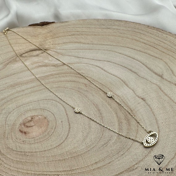 925 Collana IN Argento Sterling & Ciondolo Con Zirconi