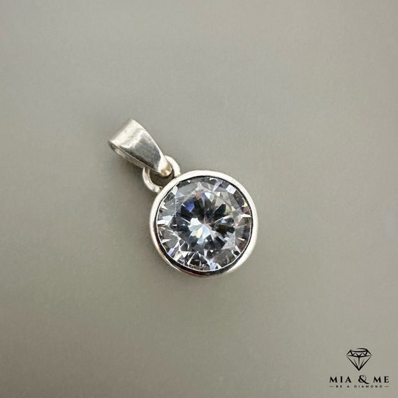 Quiges 925 Silber Charm Anhänger - Mit Zirkonia & Karabinerverschluss