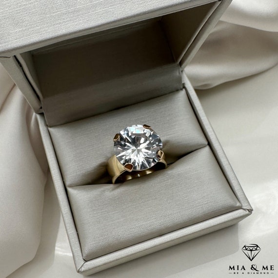 Oro Giallo Anello Di Fidanzamento Zircone O Diamante Anello