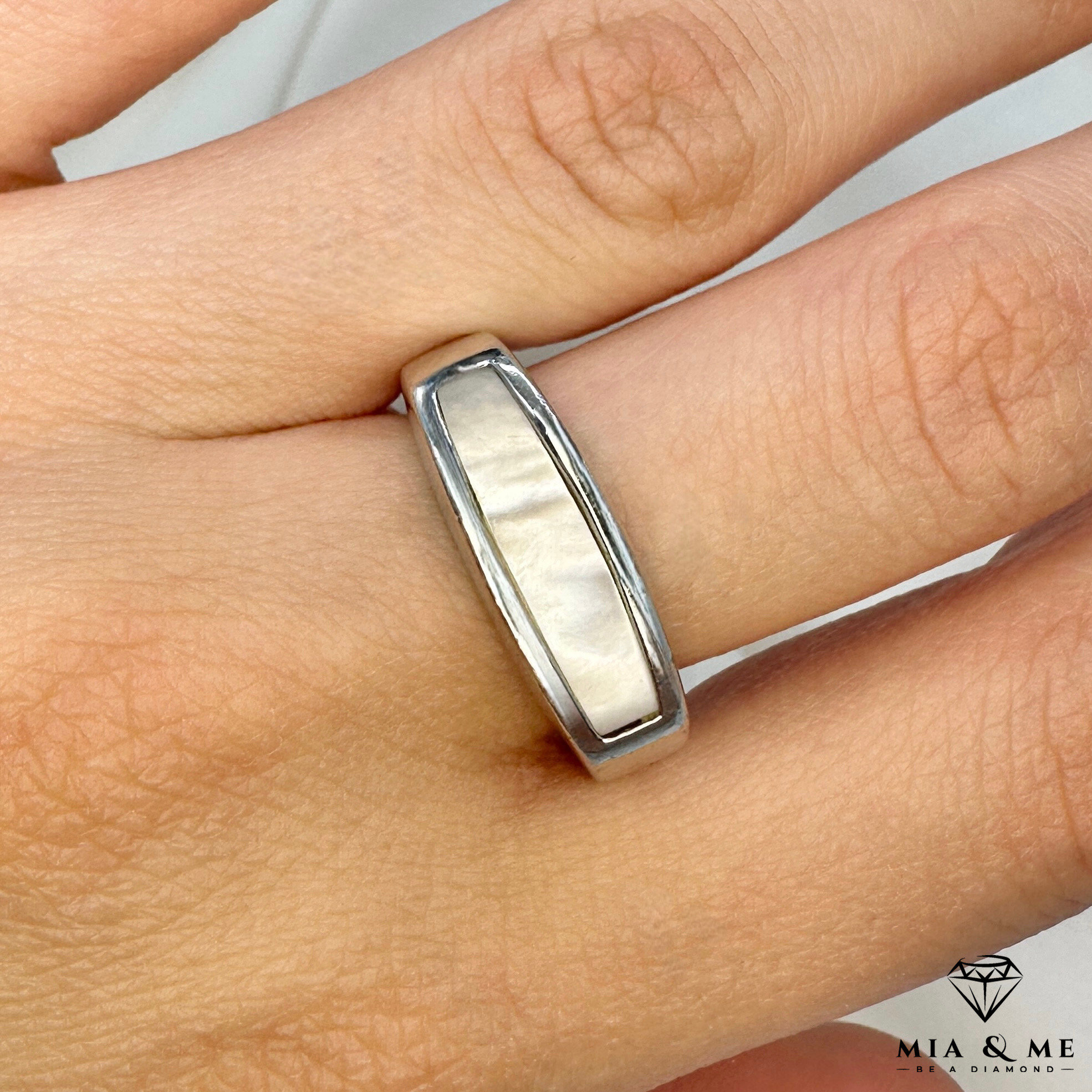 1970年代のヴィンテージリング、シルバー925、マザーオブパール