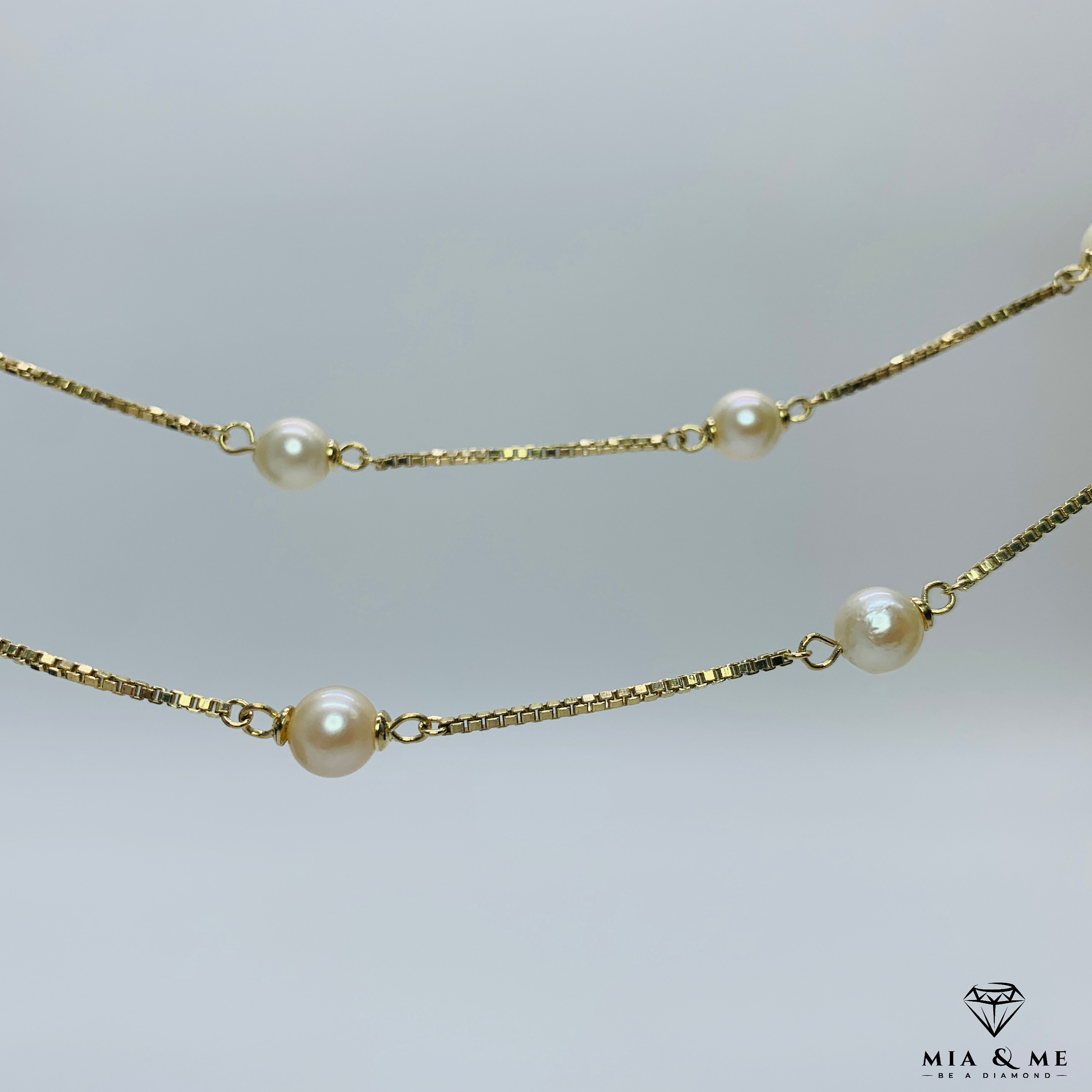 Chain in 333 Gold With Pearls/pearl Chain in 8 Carat Gold 58