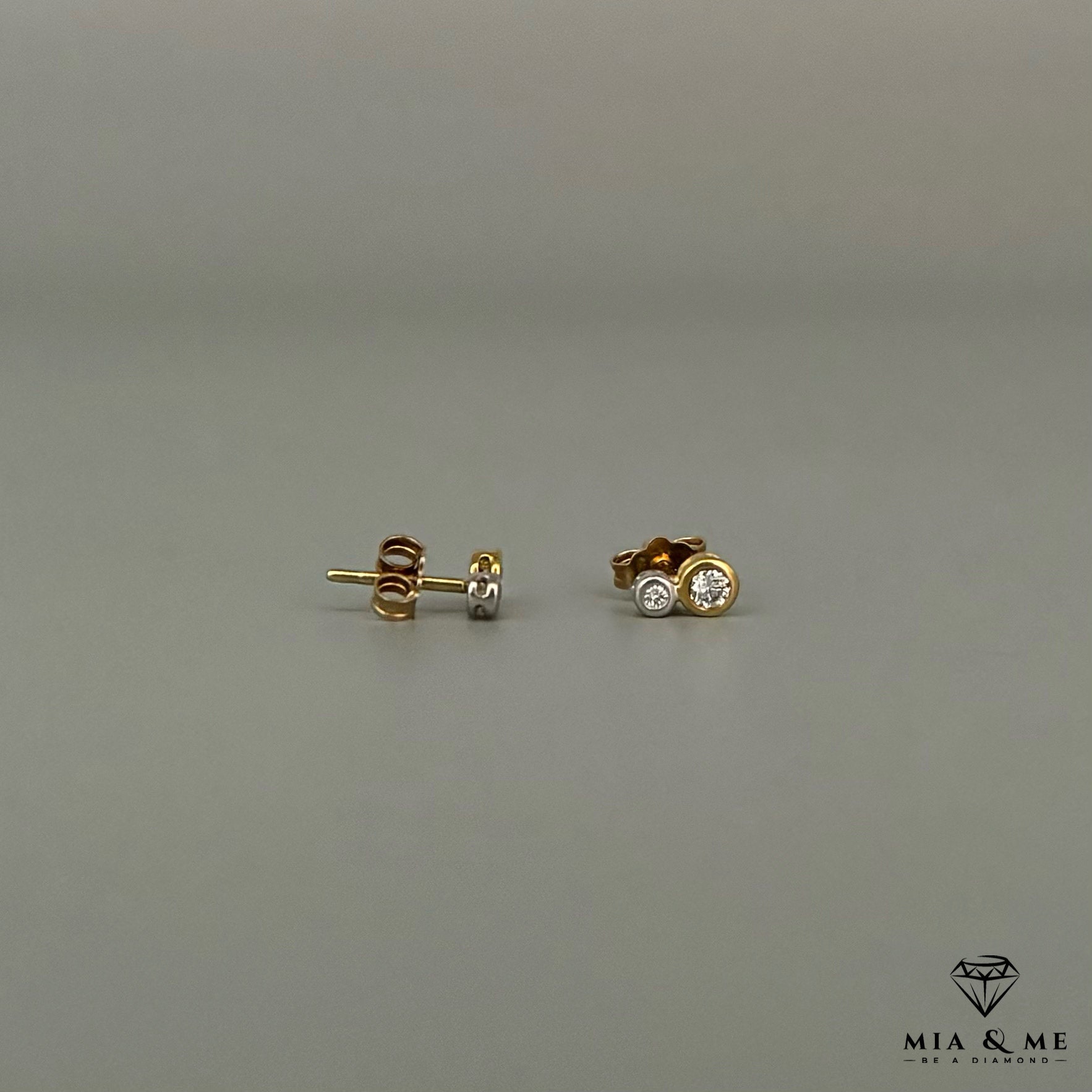 Diamant-Ohrstecker in 750 Gelb-Weißgold  / 18 Karat Gold Ohrstecker mit Brillanten bicolor