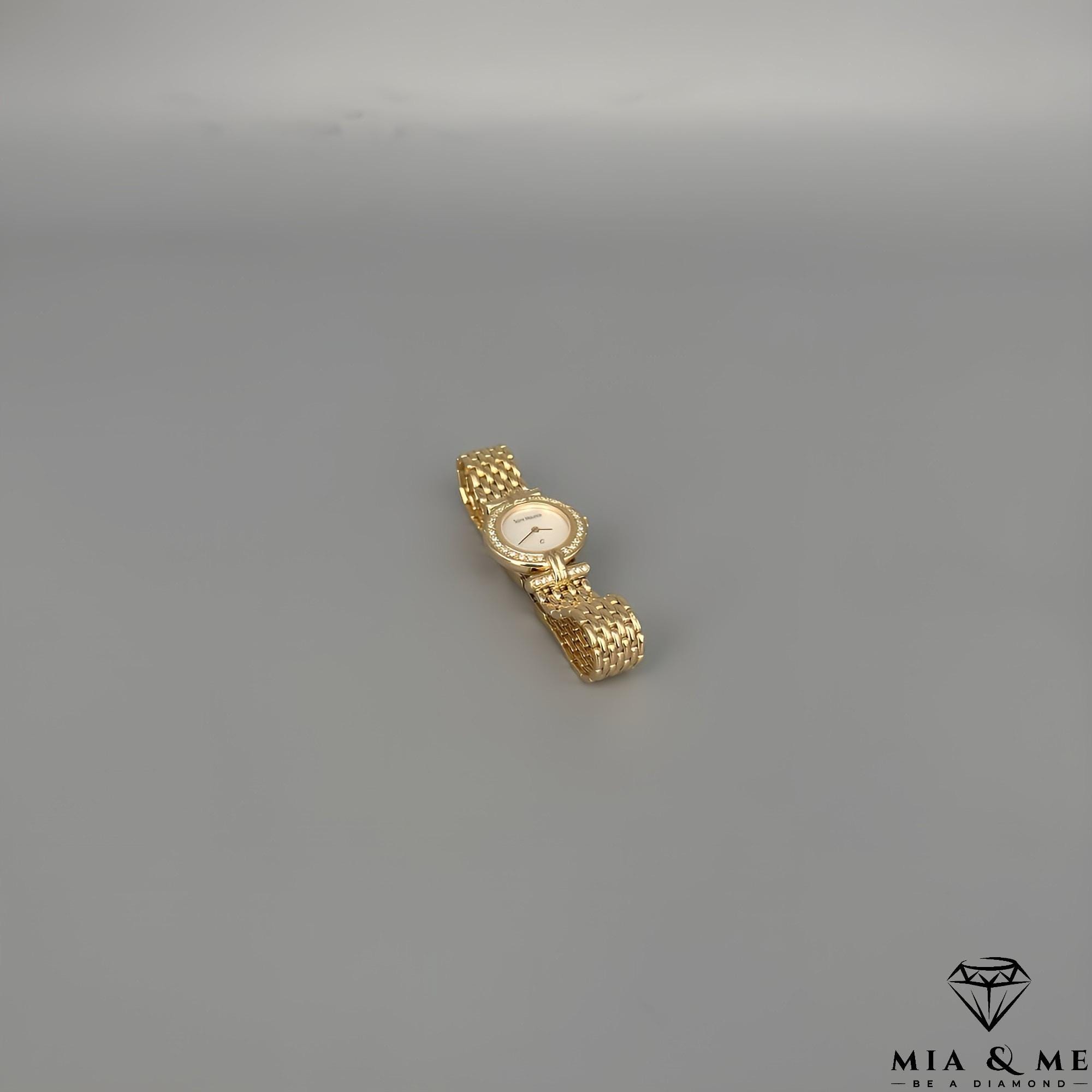 Elegant 14k 585 VicencE ladies watch with diamond accents Vicence 14K Gold Oval Panther Link Watch - QVC.com main image 2