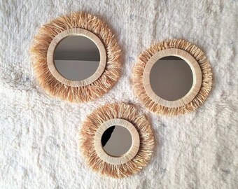 Natural Round Mirror - Eco-Friendly Rattan & Rope Wall Decor