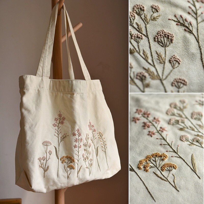 Wholesale Tote Bags - Velvet Purse with Flower Embroidery