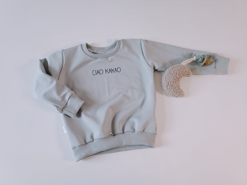 Baby Kleinkinder Pullover Grau Ciao Kakao Milk box neutral outfit 56-104 altuhandmade french terry basic Bild 4