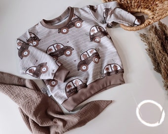 Baby Kleinkinder Pullover Auto Tiere neutral outfit 56-104 altuhandmade.com french terry basic organic beige geschenk