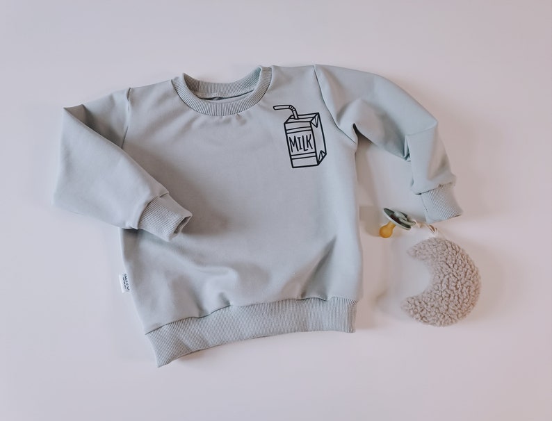 Baby Kleinkinder Pullover Grau Ciao Kakao Milk box neutral outfit 56-104 altuhandmade french terry basic Bild 3