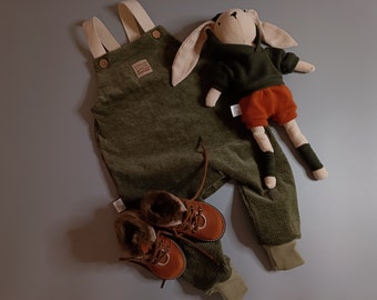 Elastische Baumwolle Cord Latzhose Mitwachshose für Baby Kleinkinder Olive Grün Baby neutral outfit Basic Geschenk für Baby Handmade