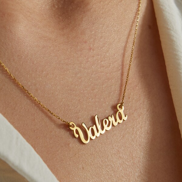 Gold Name Necklace Etsy