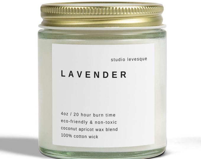 Lavender Candle, Home Decor for Relaxation, Aromatherapy Gift, Minimalist Soy Wax Candle, Meditation Candle, Calming Candle, Self Care
