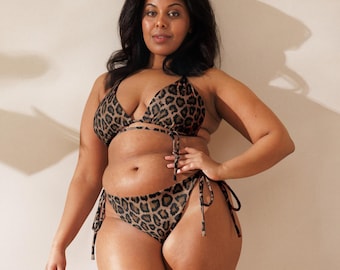 Cheetah Print String Bikini - Made with Recycled Polyester - Up to 6XL