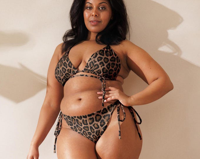 Cheetah Print String Bikini - Made with Recycled Polyester - Up to 6XL