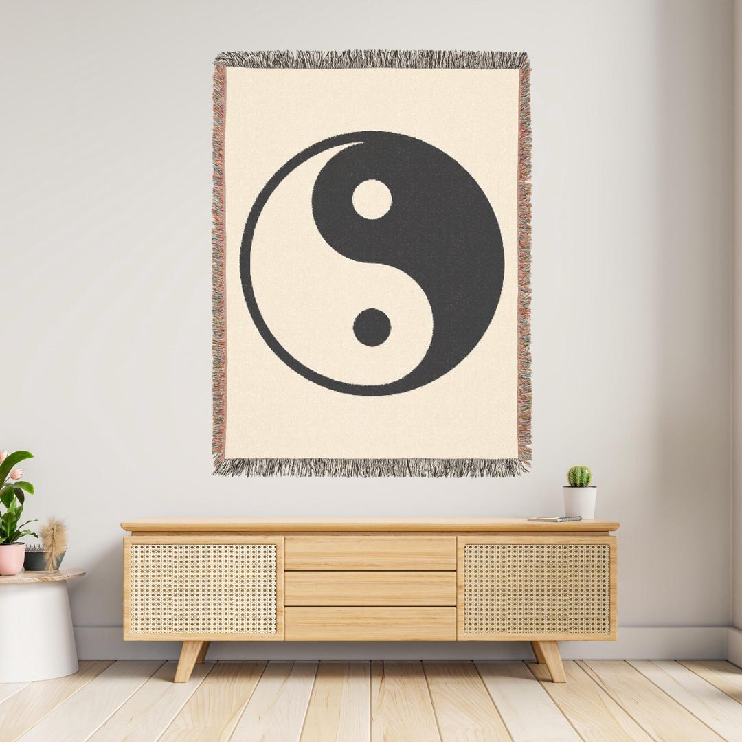 Yin Yang Blue Pattern Print Blanket