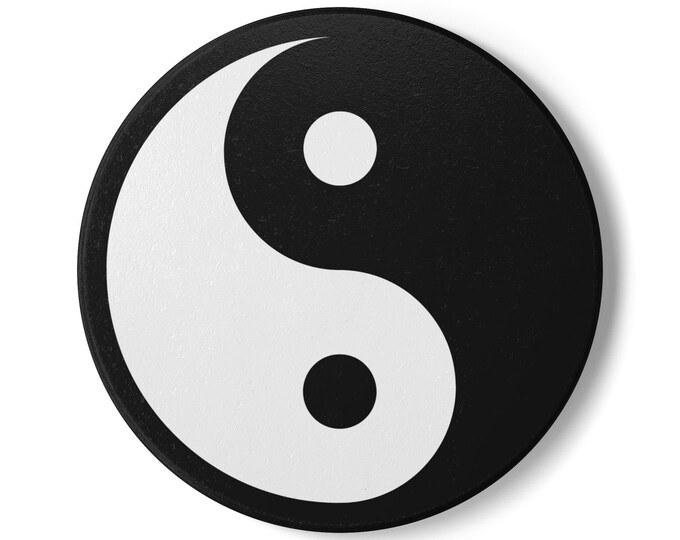 Yin Yang Ceramic Coaster - Energy Balance Home Decor Gift, Zen Drink Mat, Black and White Tea Coffee Holder, Positive Vibes Desk Ornament,
