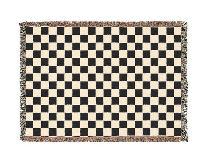 Cozy Checkerboard Woven Blanket, Perfect for Home Decor, Gift for Cozy Nights, Picnic Blanket, Living Room Throw
