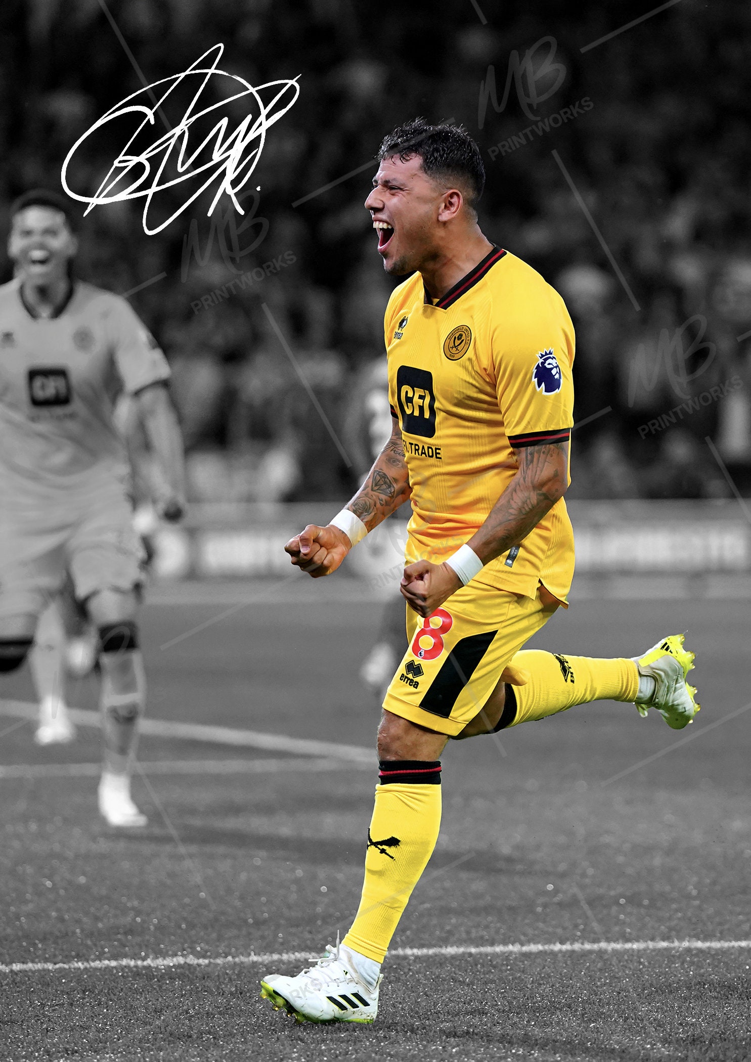 GUSTAVO HAMER Sheffield United Autograph Signed Poster Print digital
